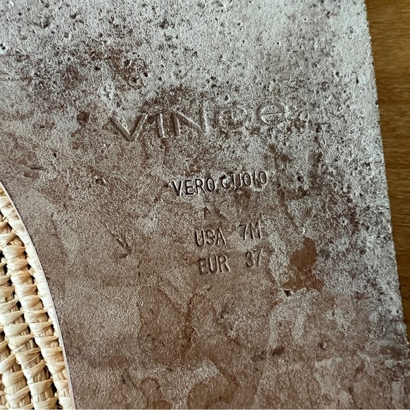 VINCE JALEN LOAFERS BEIGE 7M SUEDE UPPER ESPADRILLE RAFFIA BASE SLIP ON … - Picture 10 of 10